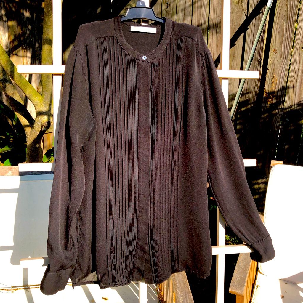 Vince Black Silk Button Up Blouse Shirt Long Sleeve Size 4